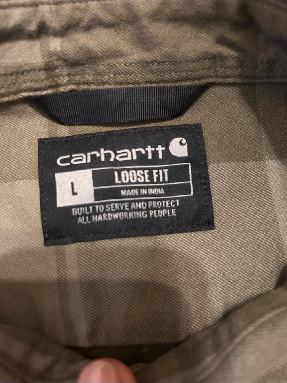 Carhartt Olive Green Plaid Button-Down Shirt - Picture 2 of 4